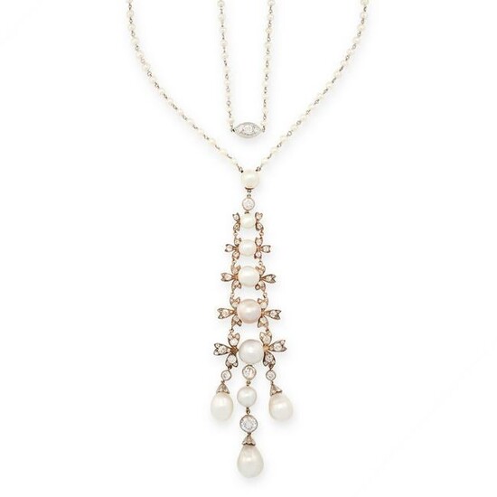AN IMPORTANT BELLE EPOQUE NATURAL PEARL AND DIAMOND