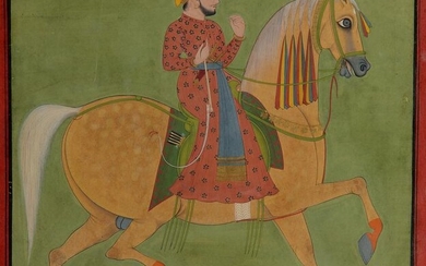 AN INDIAN MINIATURE DEPICTING A MAN ON A HORSE, INDIA