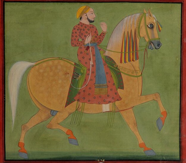 AN INDIAN MINIATURE DEPICTING A MAN ON A HORSE, INDIA