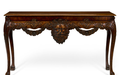 AN IRISH GEORGE II STYLE CARVED MAHOGANY CONSOLE TABLE 19TH...
