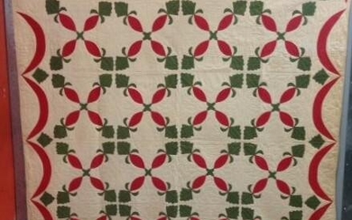 AN UNCOMMON PINEAPPLE OR THISTLES ANTIQUE QUILT UNUSUAL