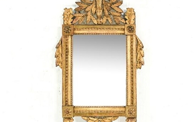ANTIQUE FRENCH EMPIRE CARVED & GILDED MIRROR