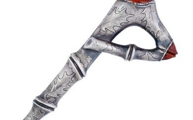 ANTIQUE STERLING SILVER AND WOODEN HANDLE