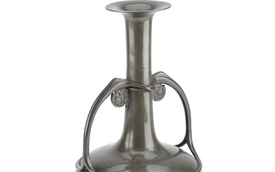 ARCHIBALD KNOX (1864-1933) FOR LIBERTY & CO, A TUDRIC PEWTER TWO-HANDLED VASE