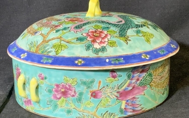 ASIAN DRAGON Vintage Porcelain TIFFIN BOX