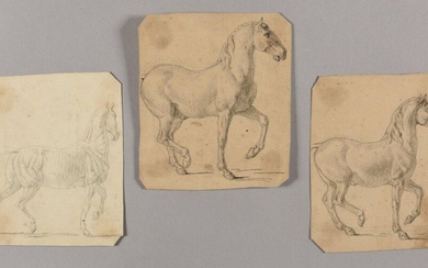 ATTRIBUTED TO THÉODORE GÉRICAULT (1791-1824) Three studies of horses Graphite...