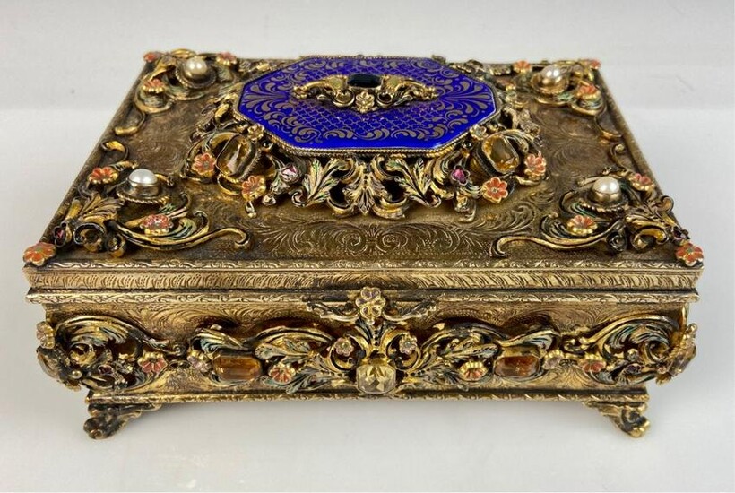 AUSTRO HUNGARIAN GOLD OVER SILVER JEWELED BOX