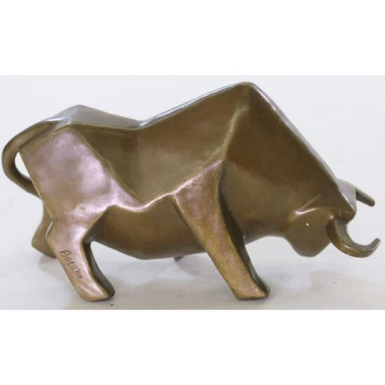 After Botero, Wall Street Bull Modern Abstract Bronze