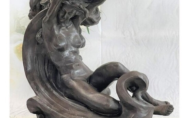 After Botticelli, Venus In Waves Bronze Sculpture