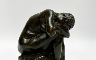 Aimé-Jules DALOU (1838-1902) La vérité méconnue ou le miroir brisé Bronze à patine brune Signé...