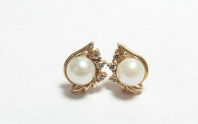 Akoya Pearl Diamond 14kt Gold Earrings