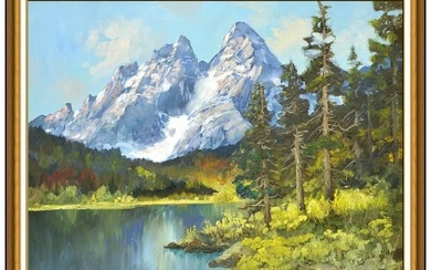 Alexander Dzigurski Original Mountain Landscape Painting On Canvas Signed Framed