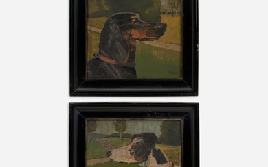 Alfons Luger Pair of Antique Oils of Dogs