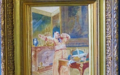 Alfred WEBER (1862-1922) Après la sieste aquarelle sur...
