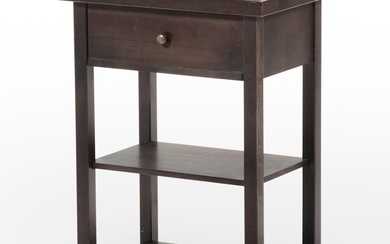 American Primitive Style Hardwood-Veneered Three-Tier Side Table