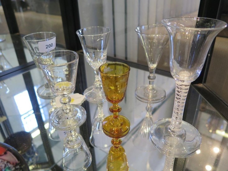 An 18th century style opaque air twist stem wine glass with ...