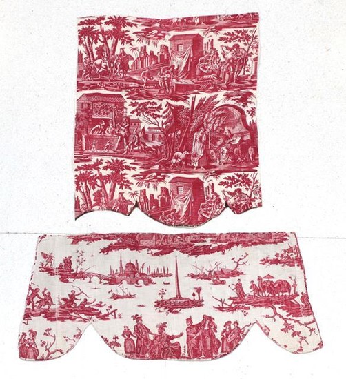 An Early 19th Century French Toile Pelmet, worked on a...