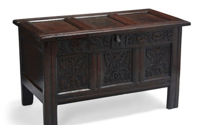 An English carved oak blanket chest