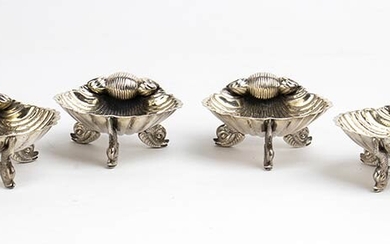 An English set of four Victorian sterling silver salt cellars...