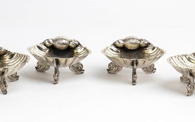 An English set of four Victorian sterling silver salt...