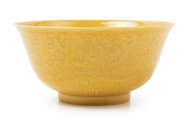 An Incised Yellow Glazed Porcelain