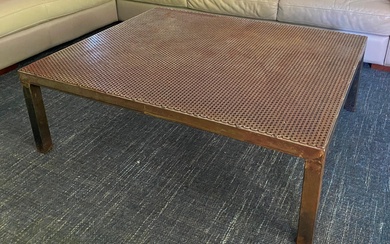 An Industrial Style Steel Metal Perforated Top Coffee Table