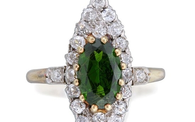 An antique demantoid garnet and diamond ring circa 1910...