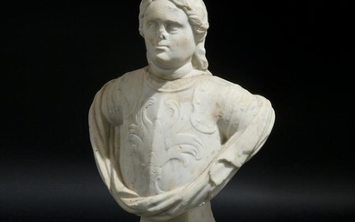An antique white marble male bust