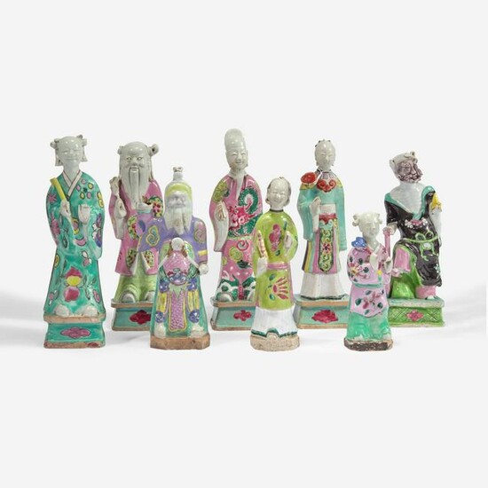 An assembled group of eight Chinese enameled porcelain
