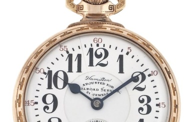 An early 20th century Hamilton 992 pocket watch with Adjusted for Railroad Service dial