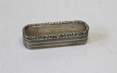 An early Victorian silver oblong snuff box having engine turned...
