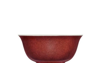 An exceptionally rare and important sacrificial-red-glazed bowl, Mark and period of Xuande | 明宣德 祭紅釉盌 《大明宣德年製》款