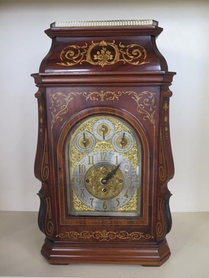 An impressive inlaid mahogany triple fusee bracket clock by ...