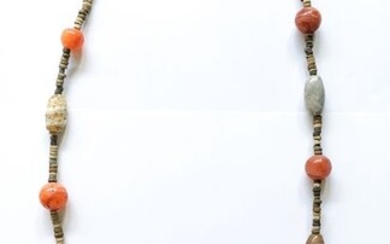Ancient Egyptian Agate and Faience Necklace with Beads - 3×1.8×70 cm - (1)
