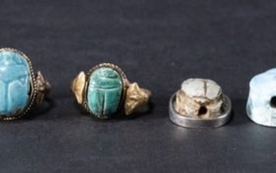 Ancient Egyptian Scarab Amulet & Ring Collection c. 1650-30 BCE