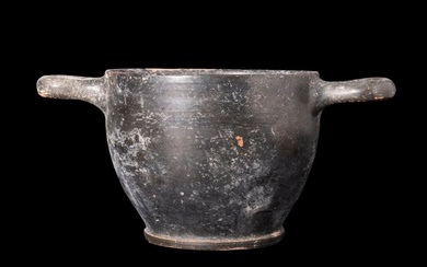 Ancient Greek, Attic Black-glazed Pottery Skyphos (No Reserve Price)