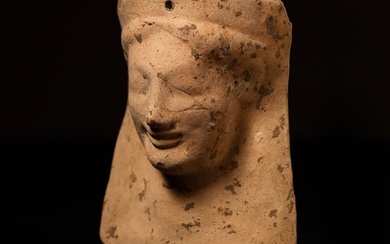 Ancient Greek Terracotta Female Votive Head - 12.5 cm