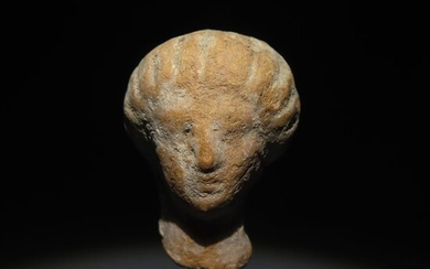 Ancient Greek Terracotta Head of a woman. 3rd - 1st century B.C. Ex. The Gaudin Collection 1895-1905