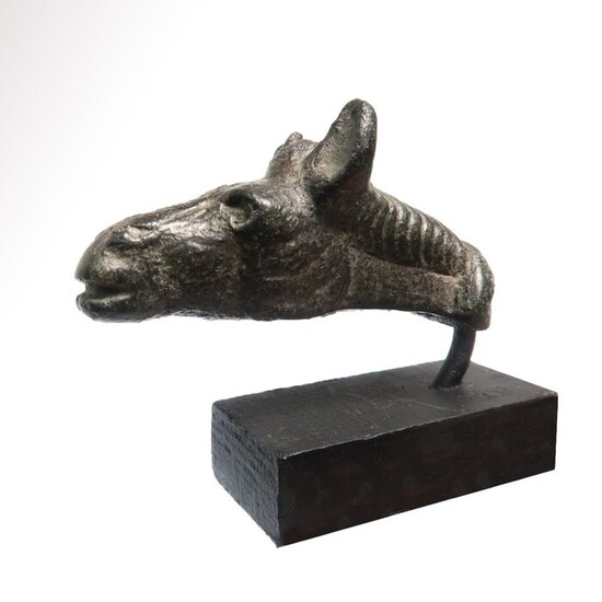 Ancient Roman Bronze Horse Head Attachment - (5.9 cm)