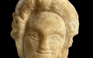 Ancient Roman Marble Head of Woman. Spanish Export License - 10 cm