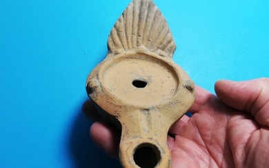 Ancient Roman Terracotta Oil Lamp (Fortis) - 85×80×165 mm - (1)