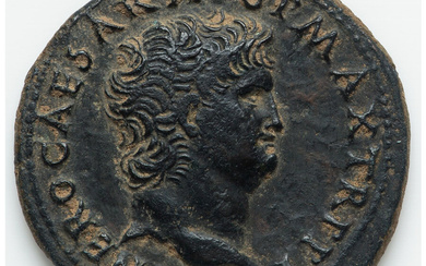 Ancients: , Nero, as Augustus (AD 54-68). AE as (30mm, 10.95 gm, 6h). Choice VF, altered surface. ...