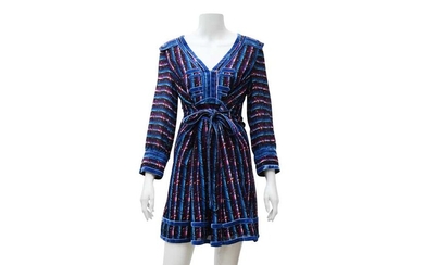 Anna Sul Blue Silk Print Dress - Size 8