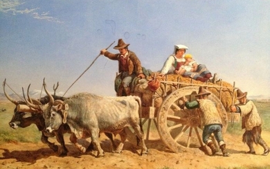 Anonimo del XIX secolo - Ciociara, Bufali con Carro