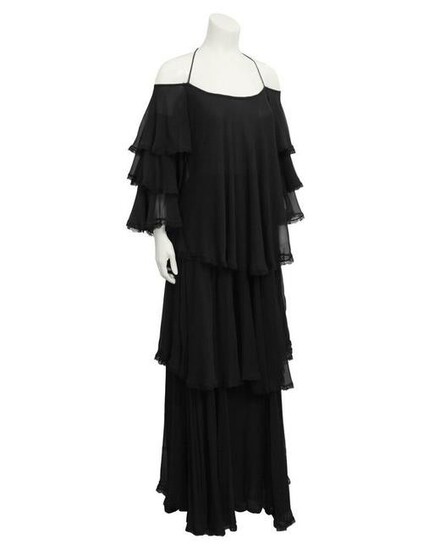 Anonymous Black Chiffon Tiered Gown