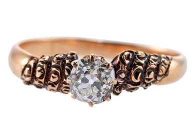 Antique 14k Gold Old Mine Cut Engagement Ring