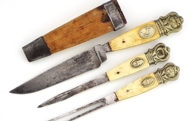 Antique 17th -18th C.German Hunting TROUSSE Cutlery Set