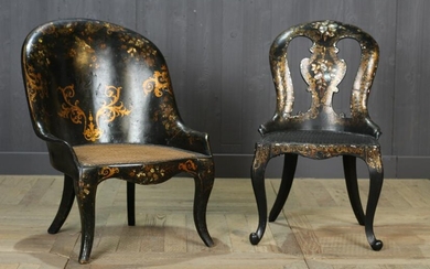 Antique 19th C Papier Mache Chairs