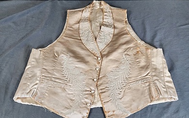 Antique 19th Century Mens Embroidered Evening Waistcoat
