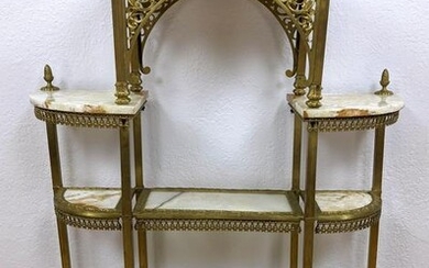 Antique Brass and Onyx Etagere Shelf Display. Patent Ja